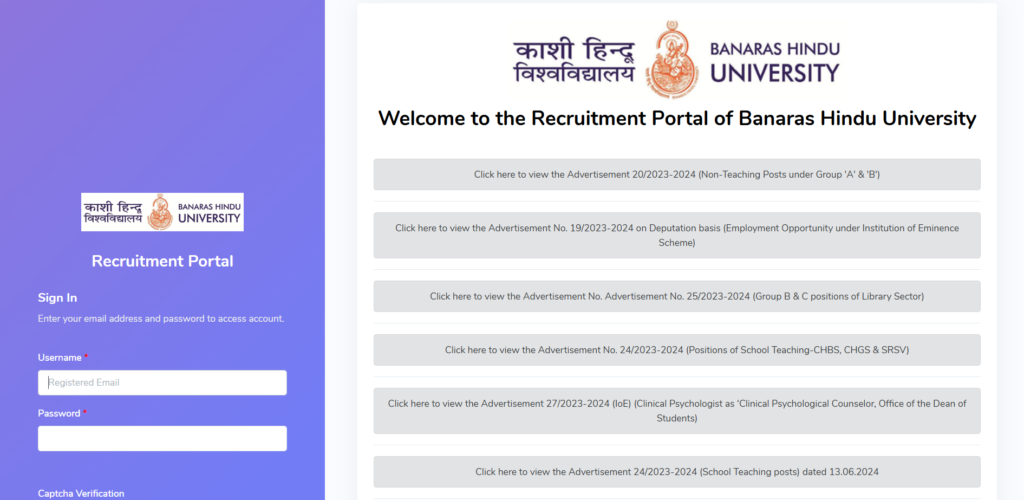 BHU Junior Clerk Vacancy 2025 : Apply Online
