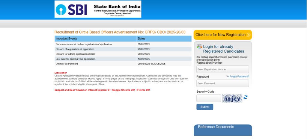 SBI Circle Based Officers Recruitment 2025